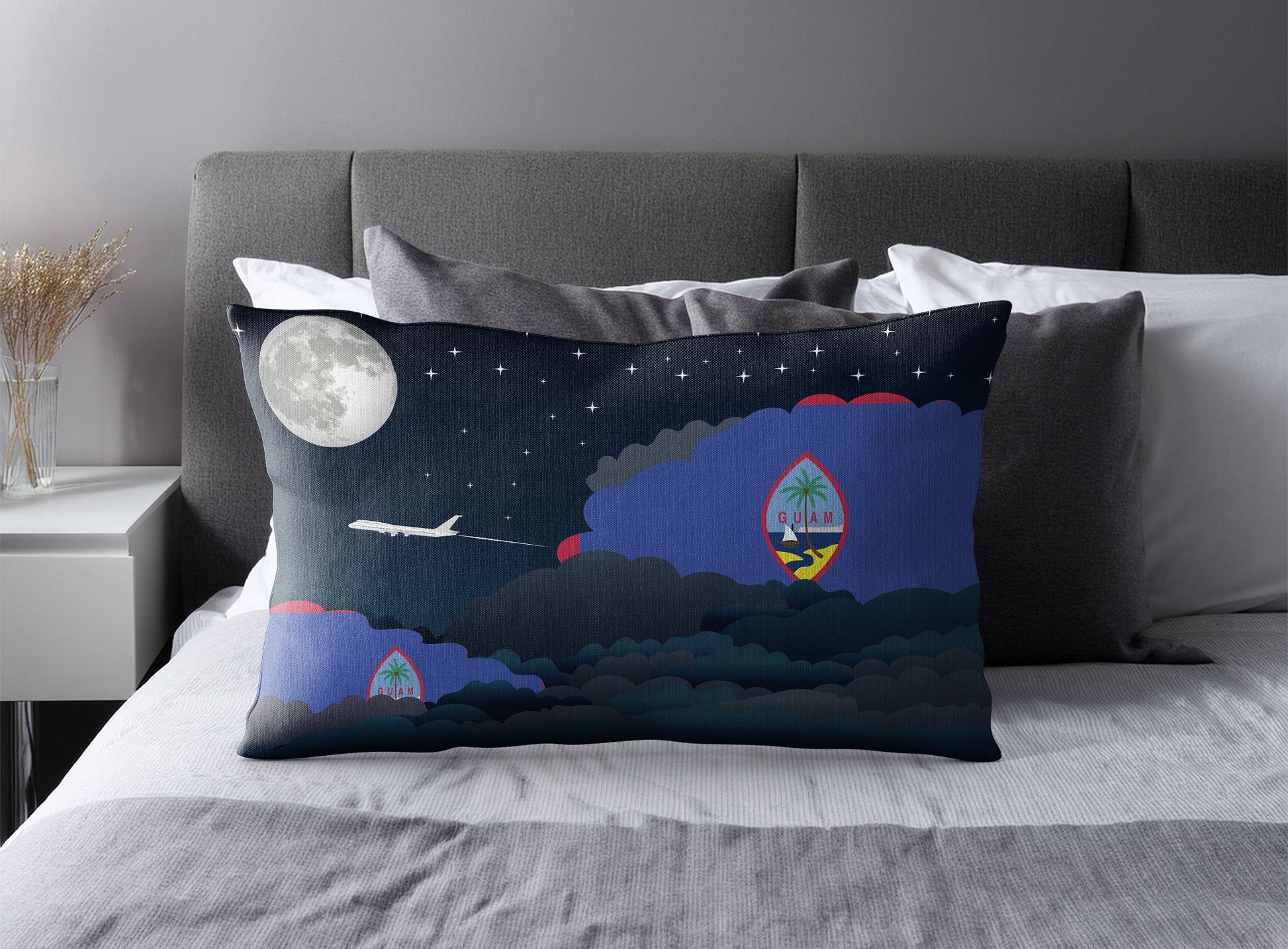 Guam Night Clouds Pillow Case and Pillow Throw