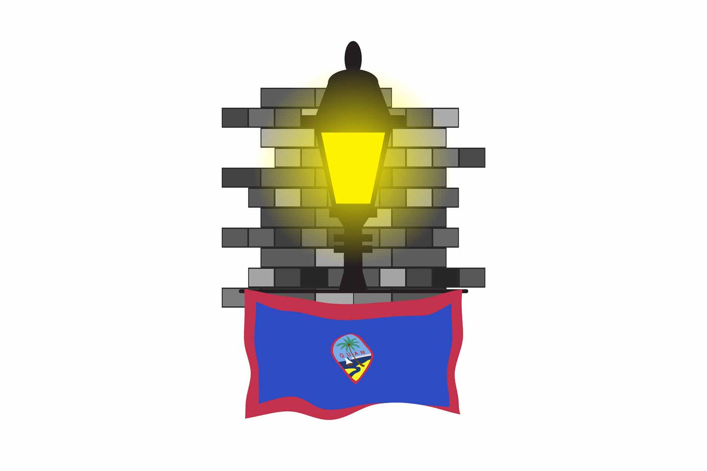 Guam Street Lamp Bricks Fridge Magnet