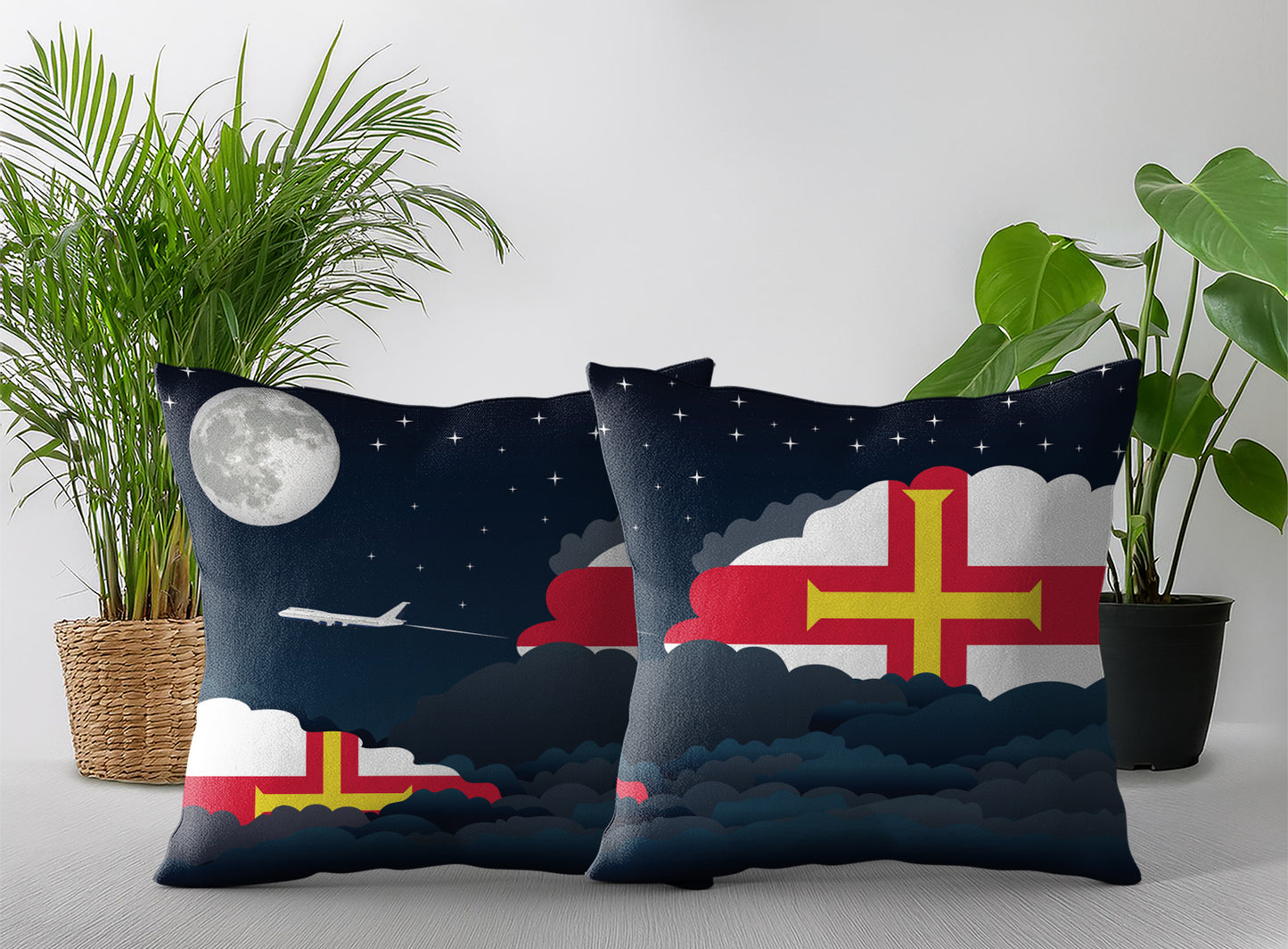 Guernsey Night Clouds Pillow Case and Pillow Throw