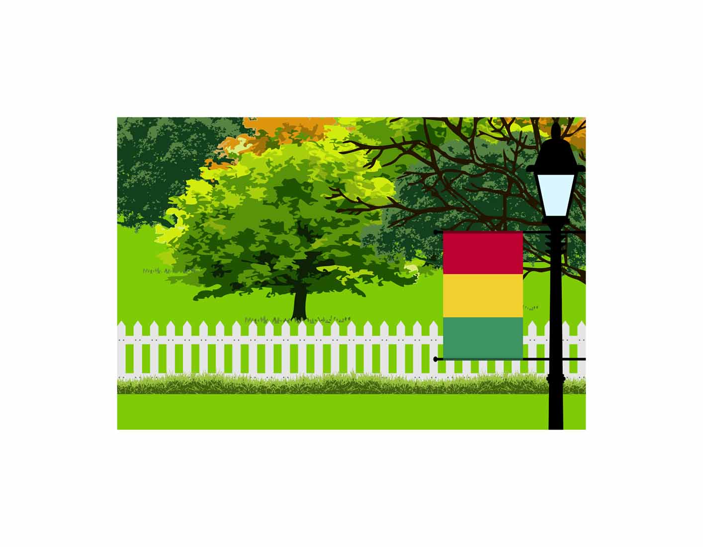 GuineaBissau Trees Street Lamp Canvas Print Framed
