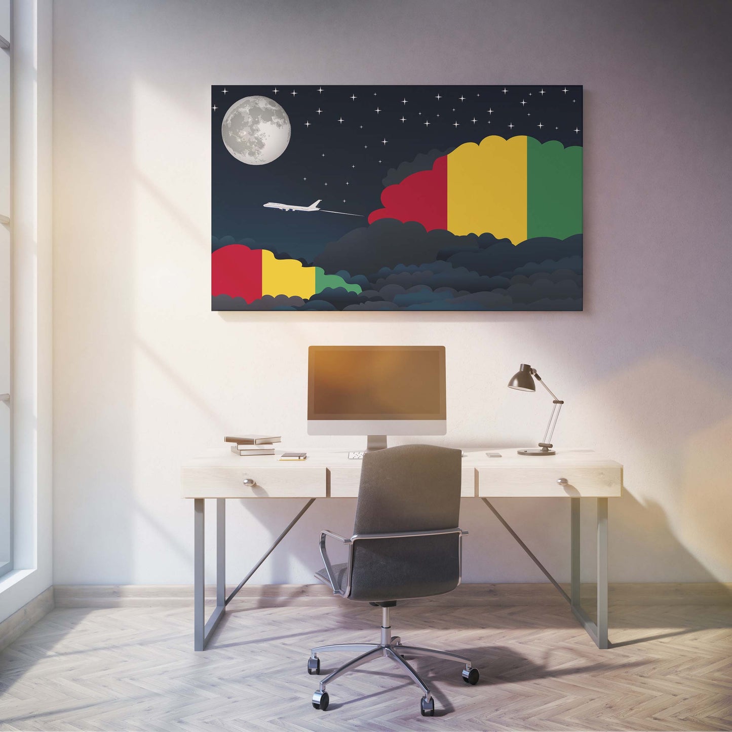 Guinea-Bissau Night Clouds Canvas Print Framed