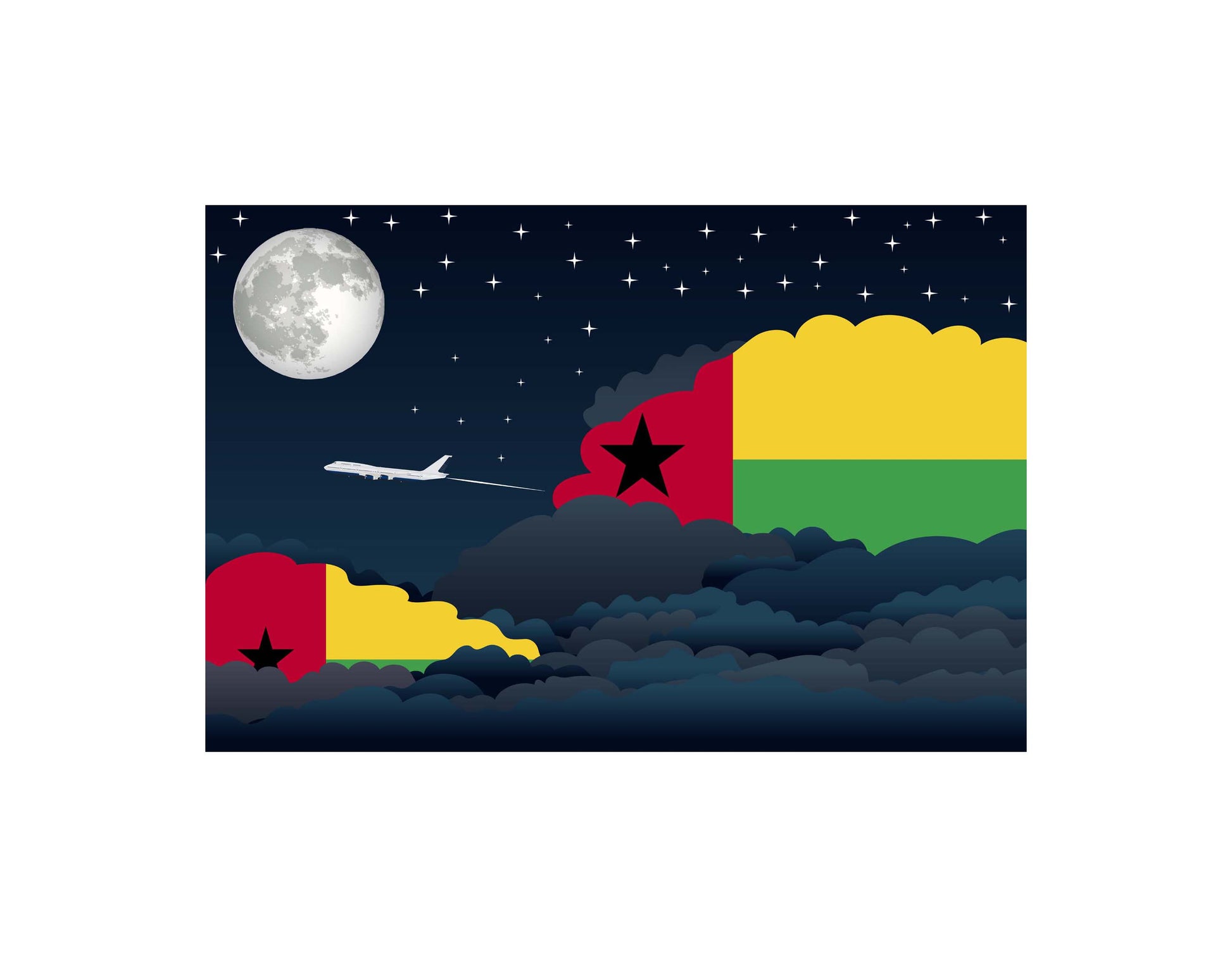 Guinea Night Clouds Canvas Print Framed