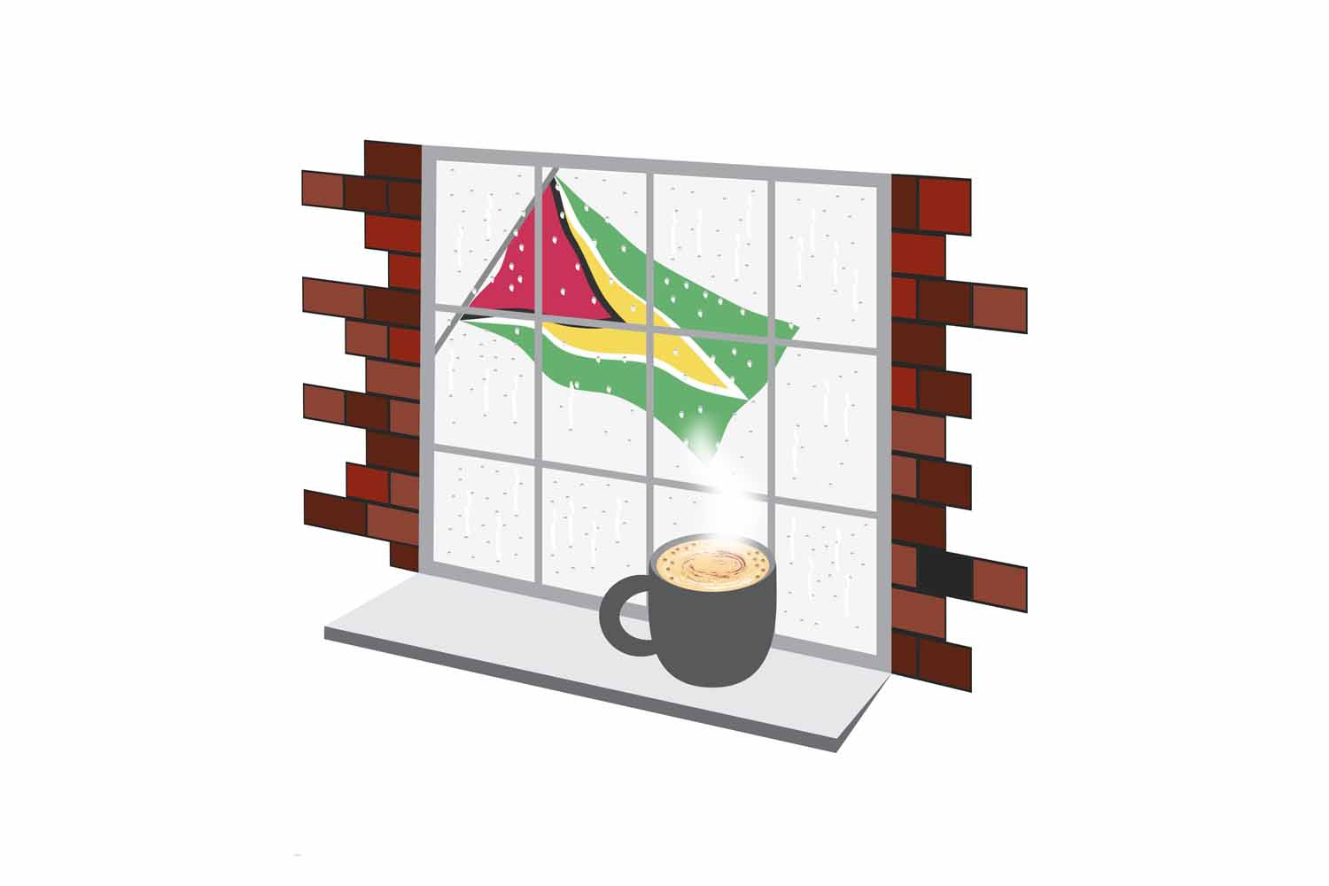 Guyana Coffee Rain Window Fridge Magnet