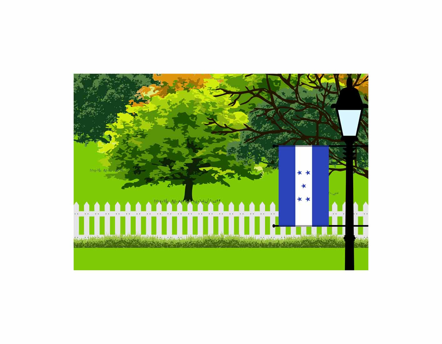 Honduras Trees Street Lamp Canvas Print Framed