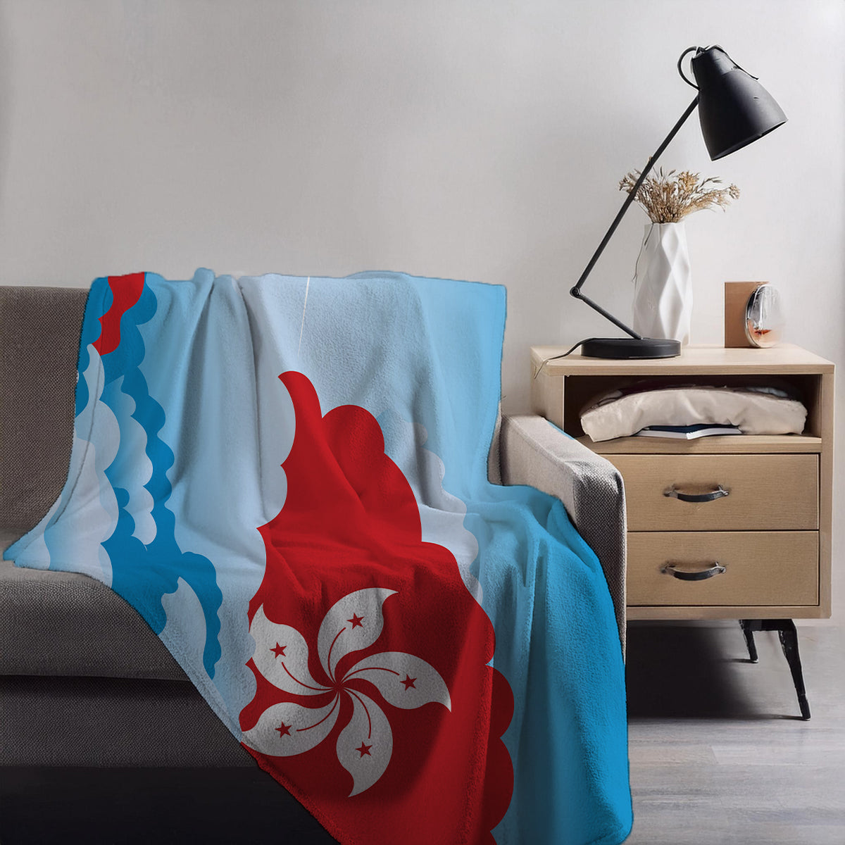 Hong Kong Day Clouds Blankets & Throws | Soft Premium Blankets | City Posters Plus