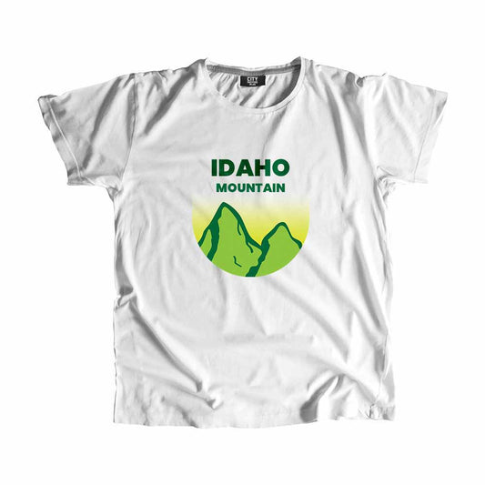 Idaho Green Mountain Men Unisex T-Shirt Mountain Adventure Unisex T-Shirt | City Posters Plus