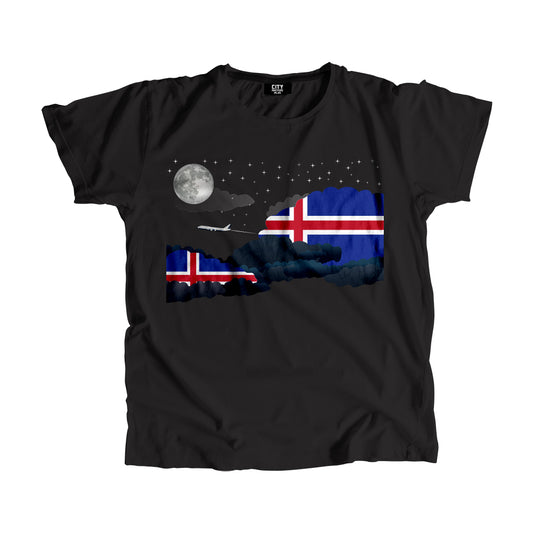 Iceland Night Clouds Airplane Airport Flight Men Unisex T-Shirt Night Clouds Airplane Airport Flight T-Shirt