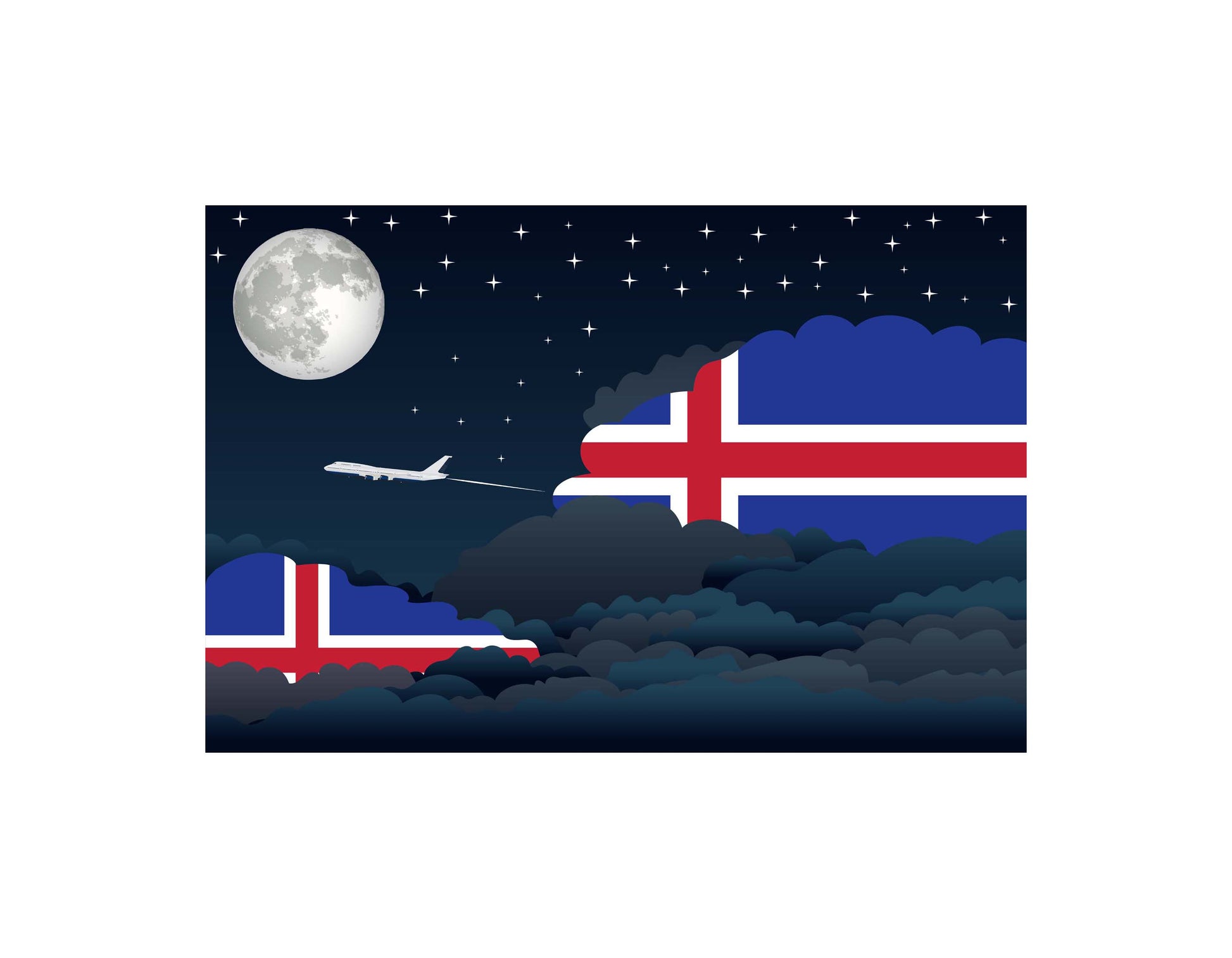 Iceland Night Clouds Canvas Print Framed
