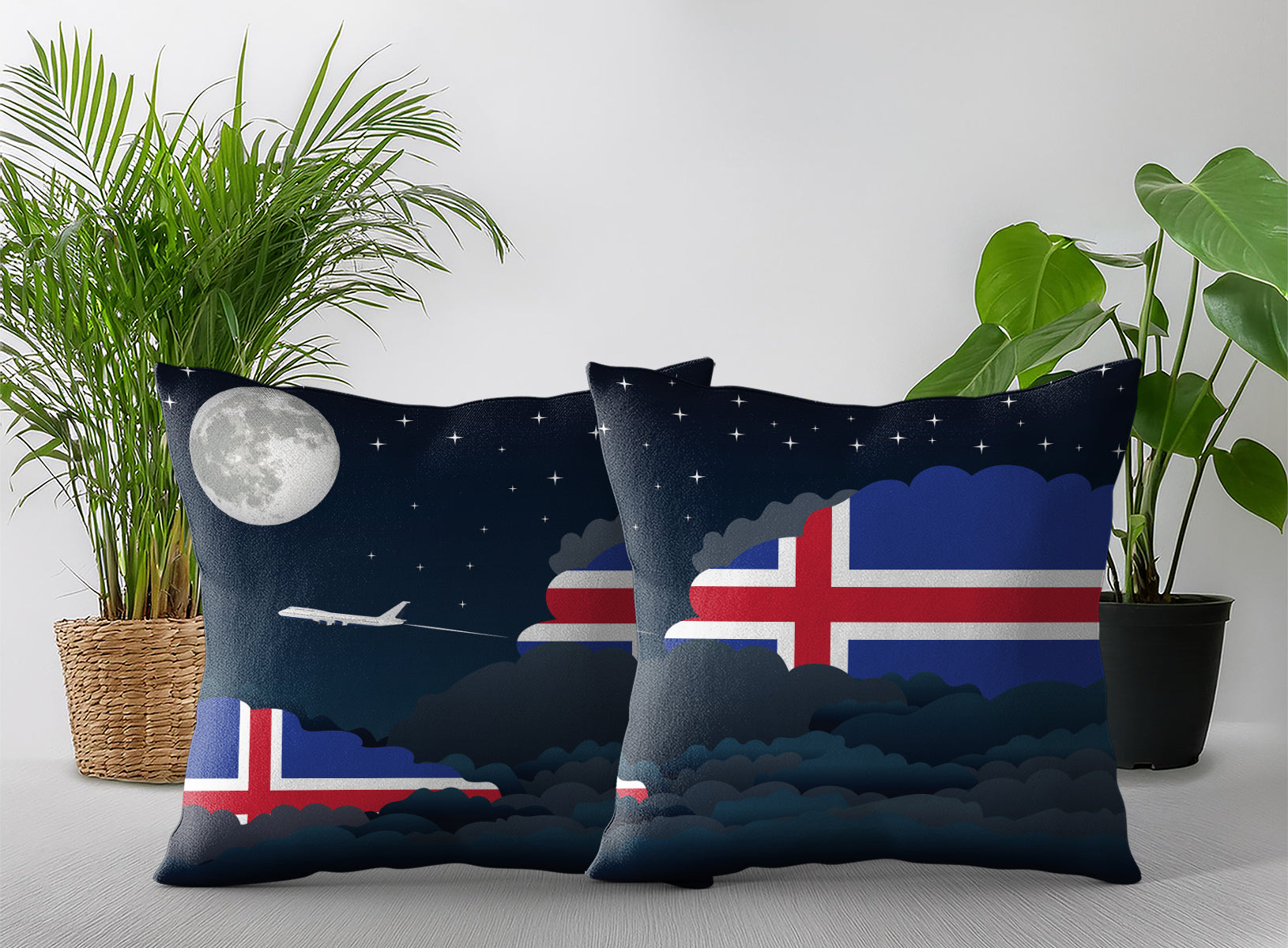 Iceland Night Clouds Pillow Case and Pillow Throw