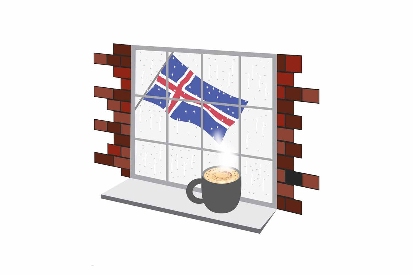 Iceland Coffee Rain Window Fridge Magnet
