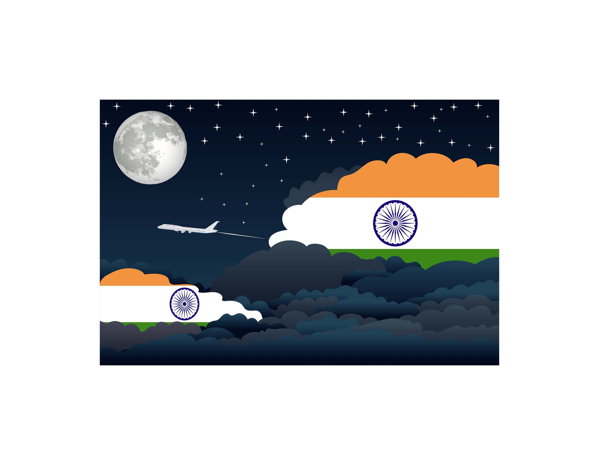 India Night Clouds Canvas Print Framed