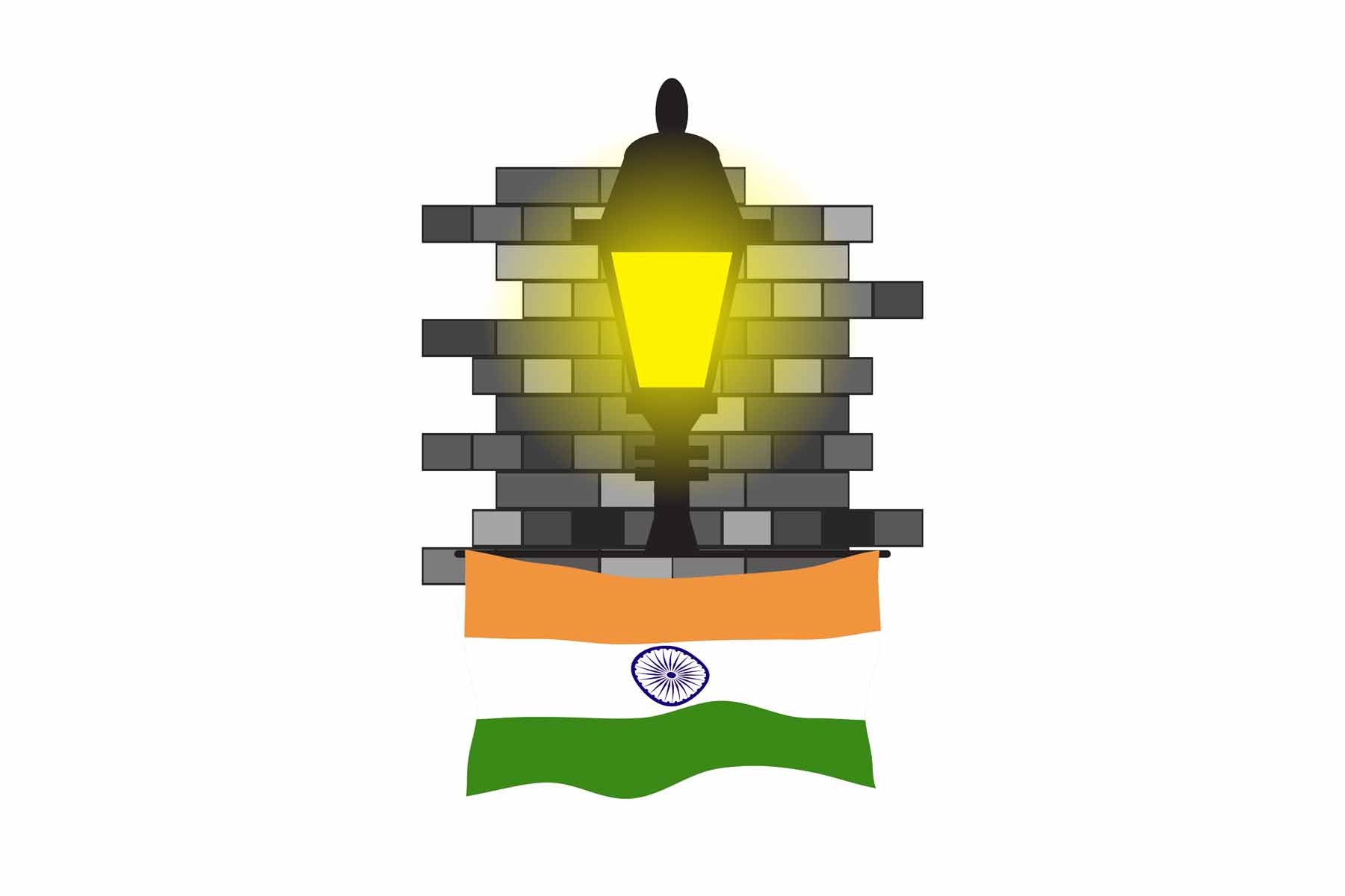 India Street Lamp Bricks Fridge Magnet