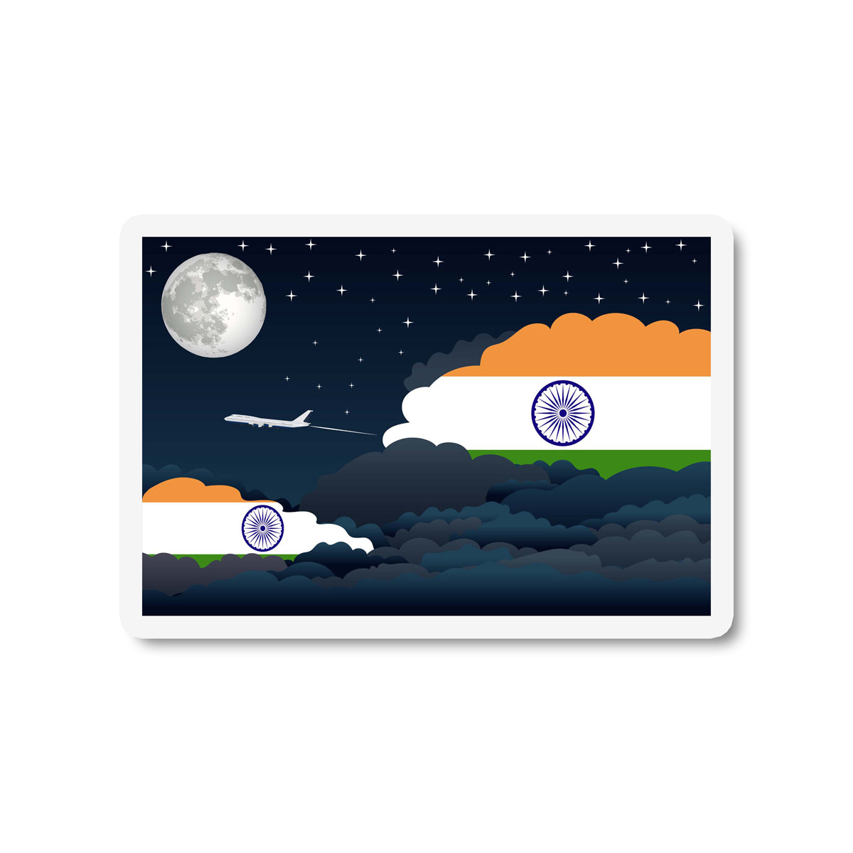 India Night Clouds Fridge Magnet