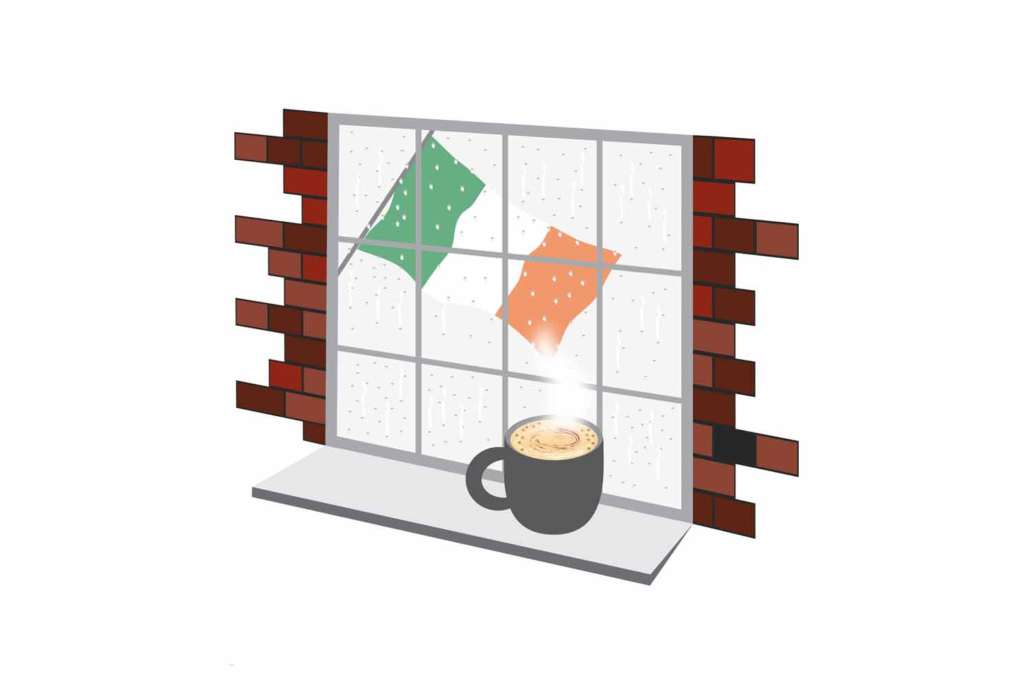 Ireland Coffee Rain Window Fridge Magnet