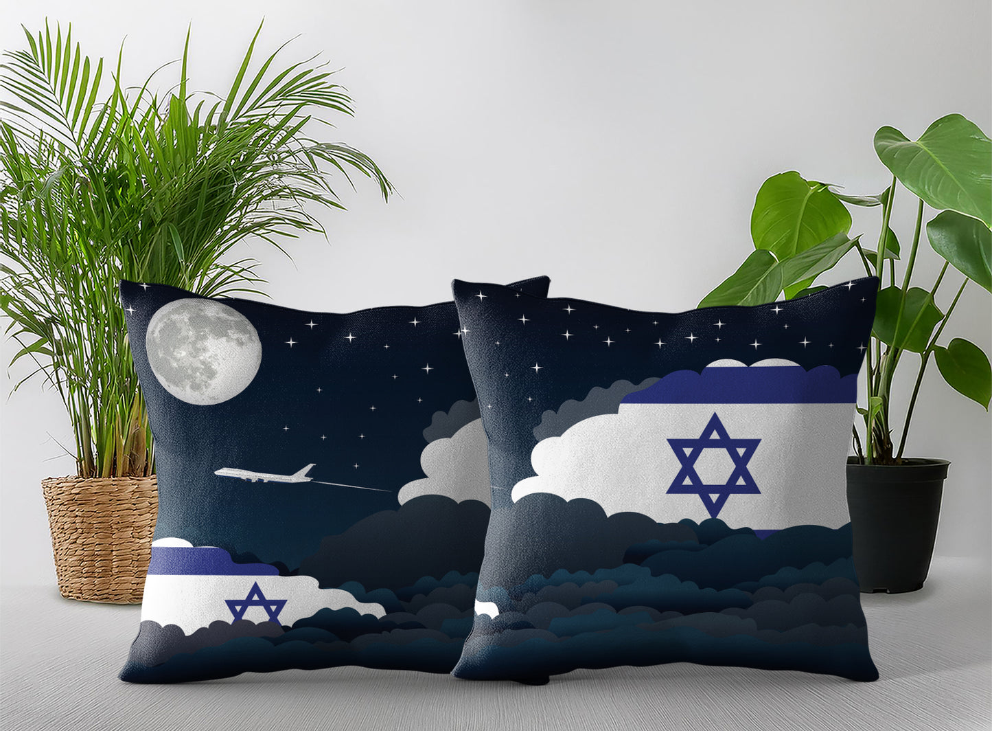Israel Night Clouds Pillow Case and Pillow Throw