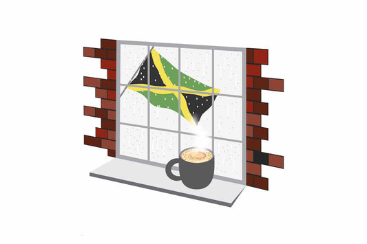 Jamaica Coffee Rain Window Fridge Magnet
