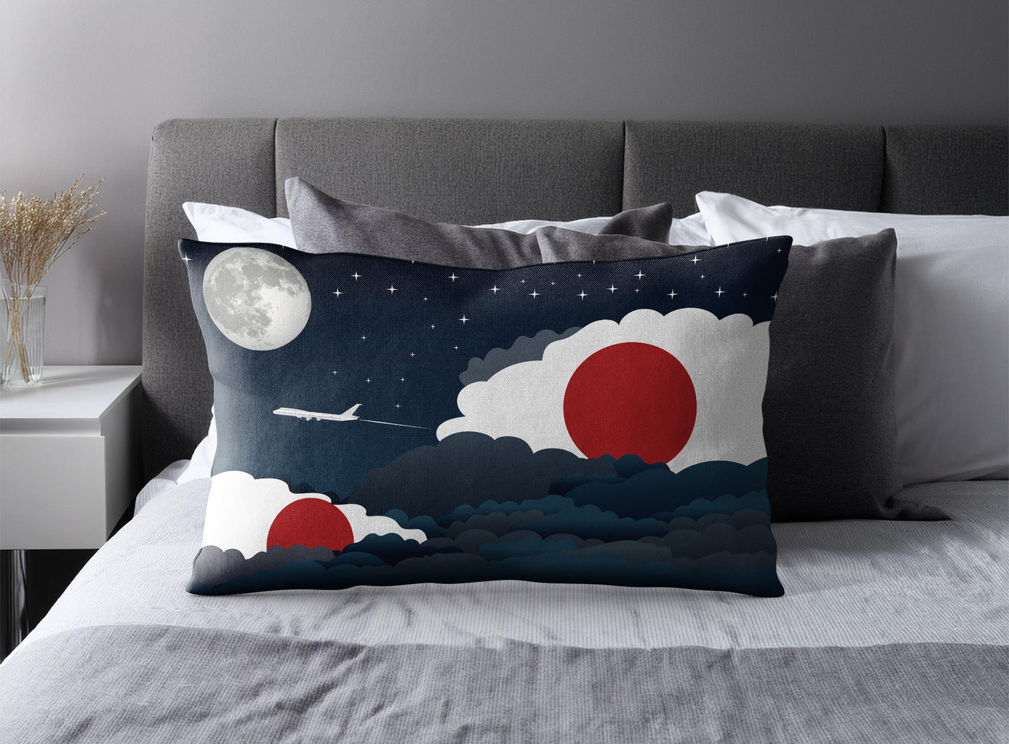 Japan Night Clouds Pillow Case and Pillow Throw