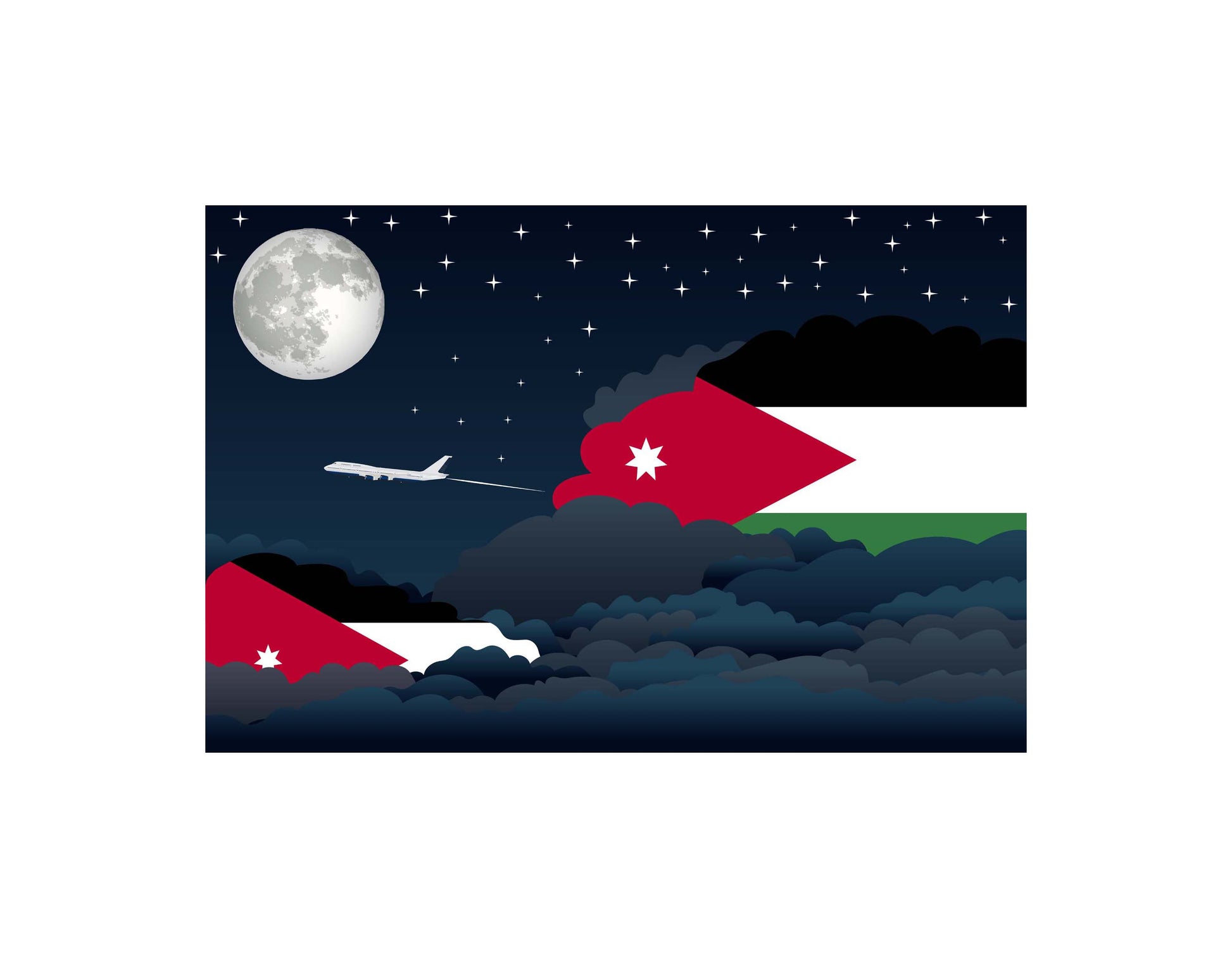Jordan Night Clouds Canvas Print Framed