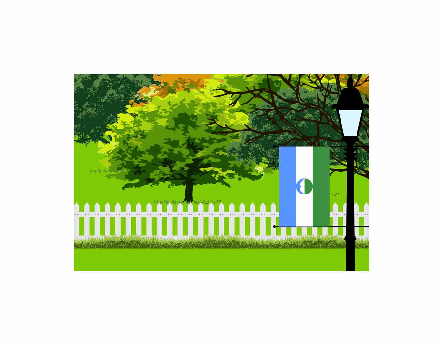 KabardinoBalkaria Trees Street Lamp Canvas Print Framed