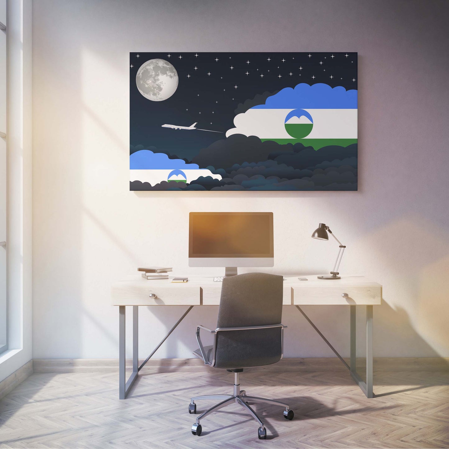 Kabardino-Balkaria Night Clouds Canvas Print Framed
