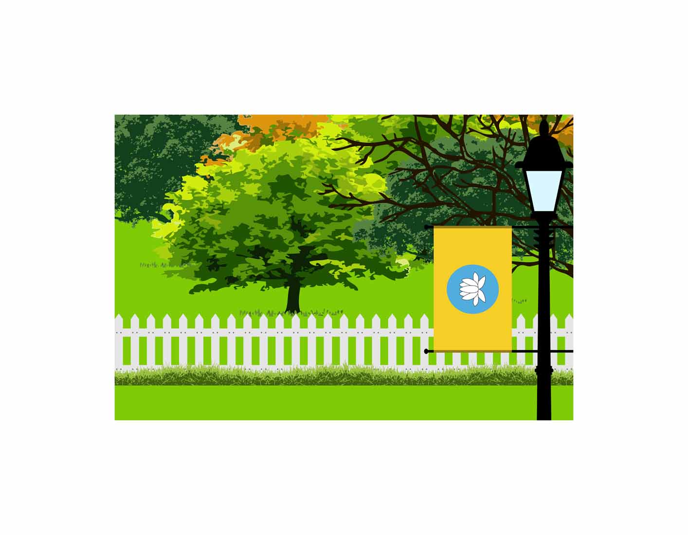 Kalmykia Trees Street Lamp Canvas Print Framed