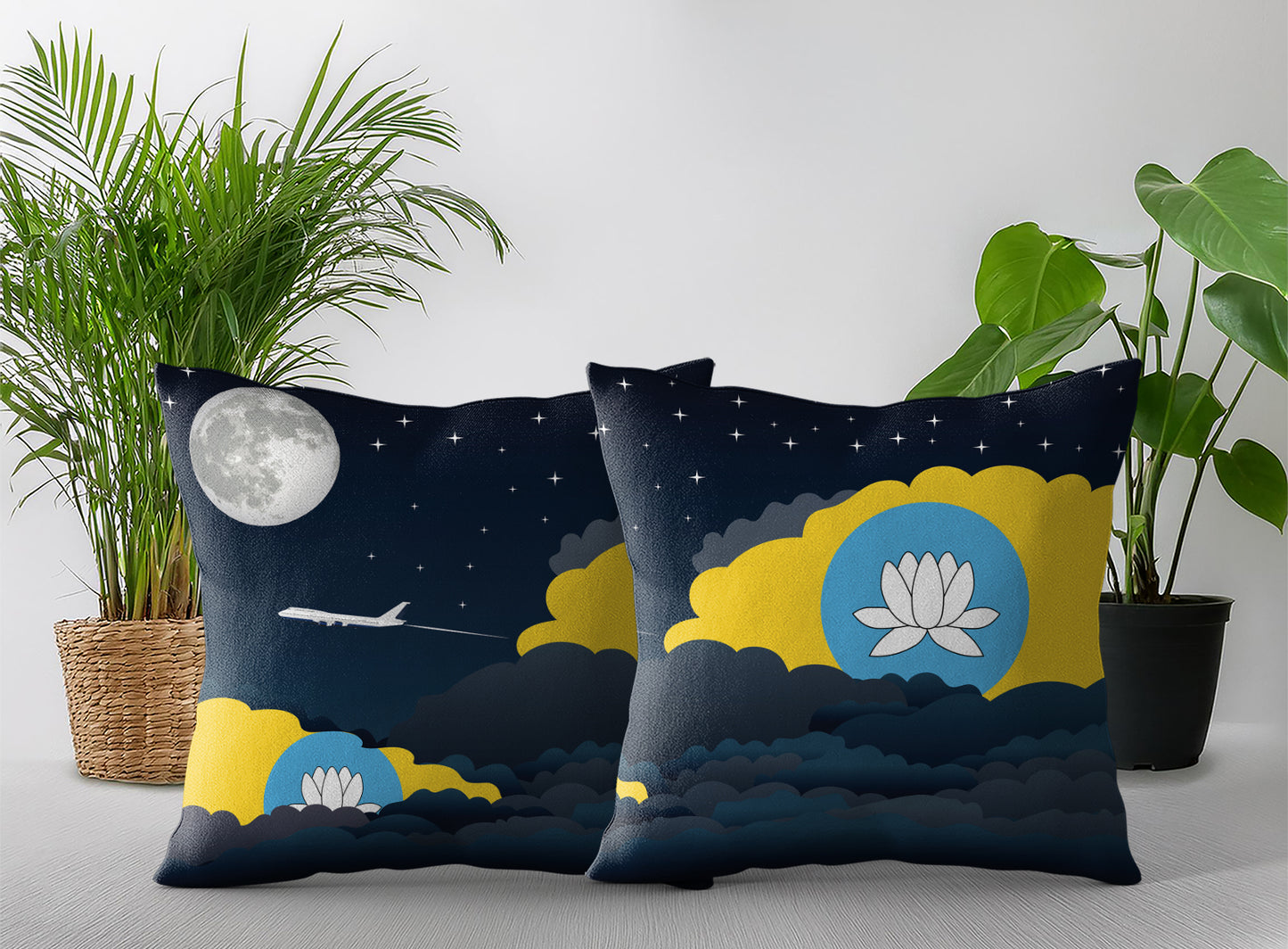 Kalmykia Night Clouds Pillow Case and Pillow Throw