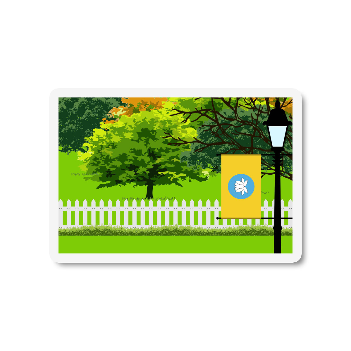 Kalmykia Trees Street Lamp Magnet