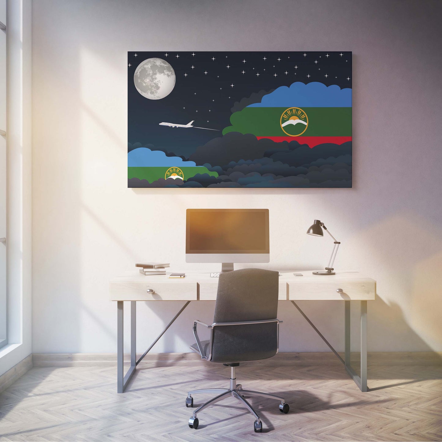 Karachay-Cherkessia Night Clouds Canvas Print Framed