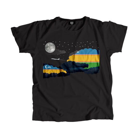 Karakalpakstan Night Clouds Airplane Airport Flight Men Unisex T-Shirt Night Clouds Airplane Airport Flight T-Shirt