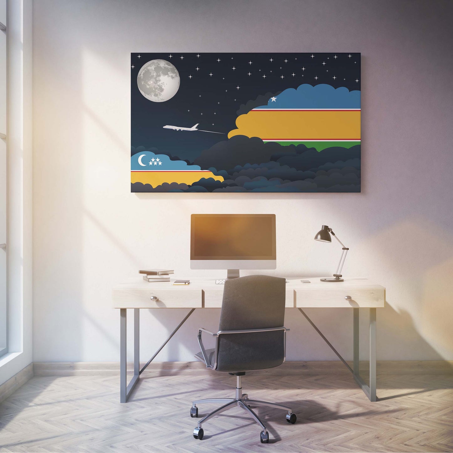 Karakalpakstan Night Clouds Canvas Print Framed