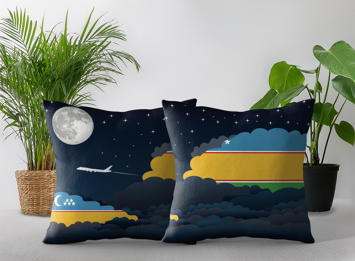 Karakalpakstan Night Clouds Pillow Case and Pillow Throw