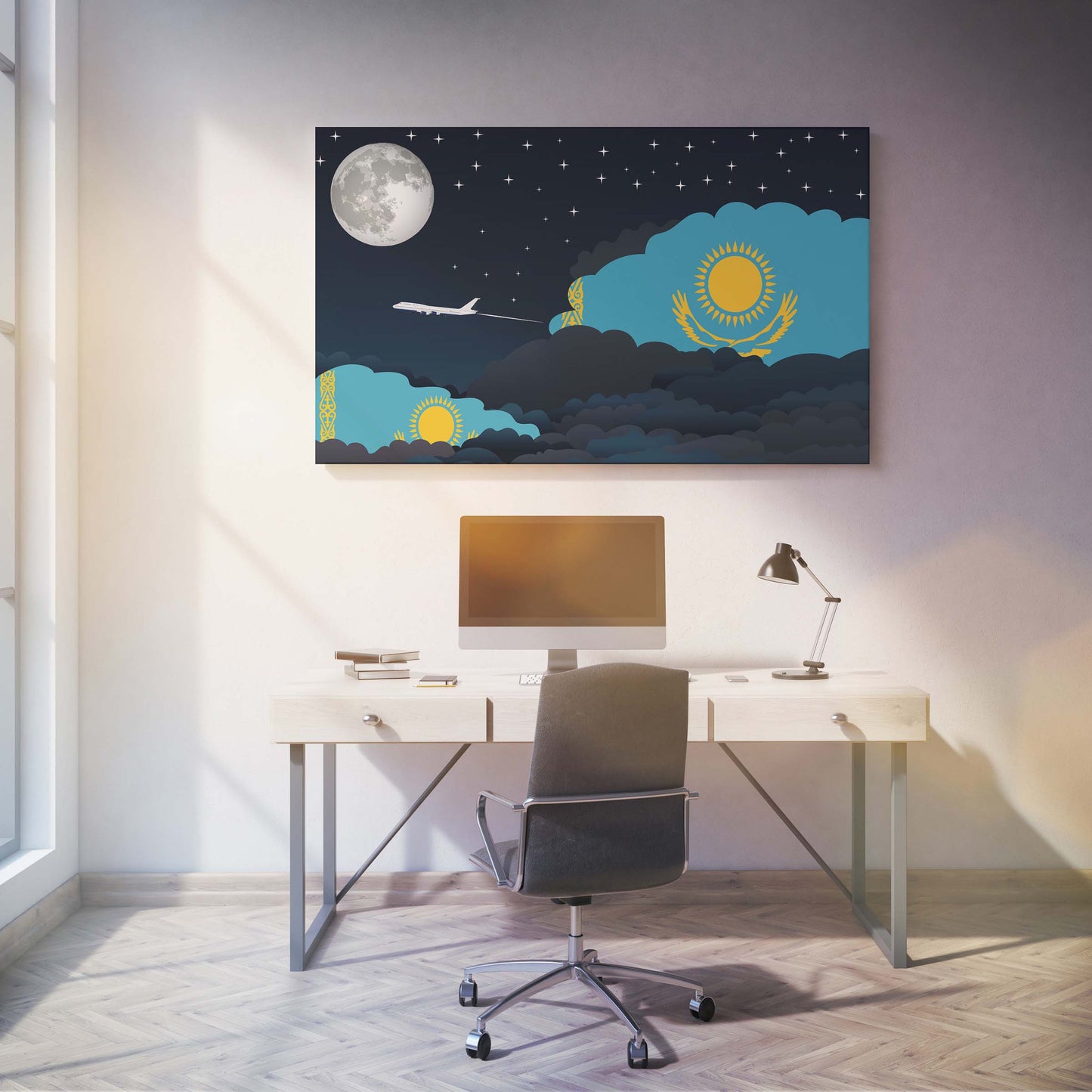 Kazakhstan Night Clouds Canvas Print Framed