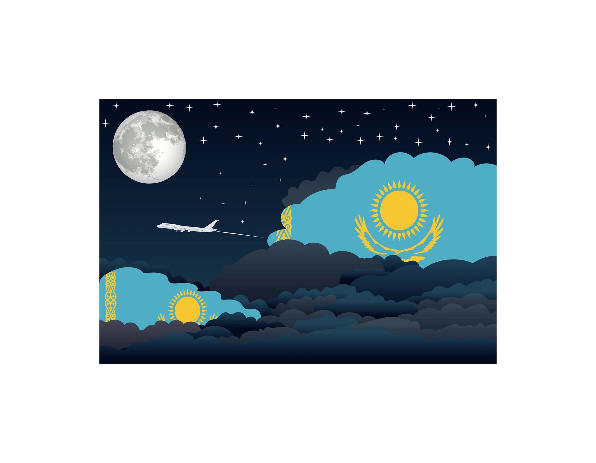 Kazakhstan Night Clouds Canvas Print Framed
