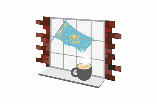 Kazakhstan Coffee Rain Window Fridge Magnet