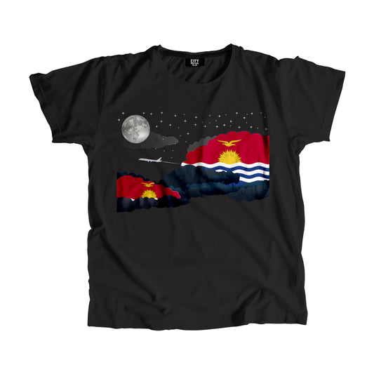 Kiribati Night Clouds Airplane Airport Flight Men Unisex T-Shirt Night Clouds Airplane Airport Flight T-Shirt
