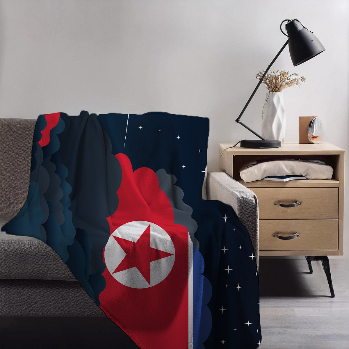 Korea North Night Clouds Blankets & Throws | Premium Soft Blankets | City Posters Plus