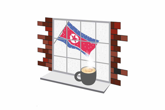 Korea North Coffee Rain Window Fridge Magnet
