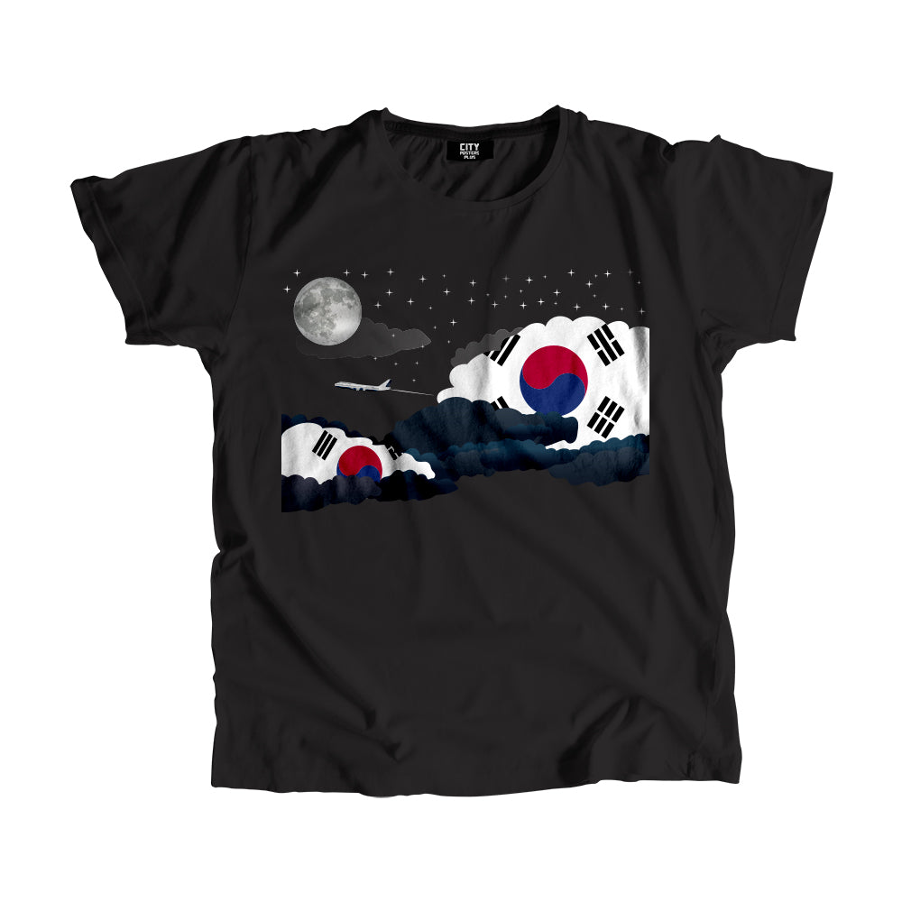 Korea, South Night Clouds Airplane Airport Flight Men Unisex T-Shirt Night Clouds Airplane Airport Flight T-Shirt