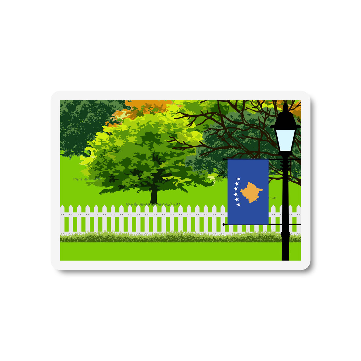 Kosovo Trees Street Lamp Magnet