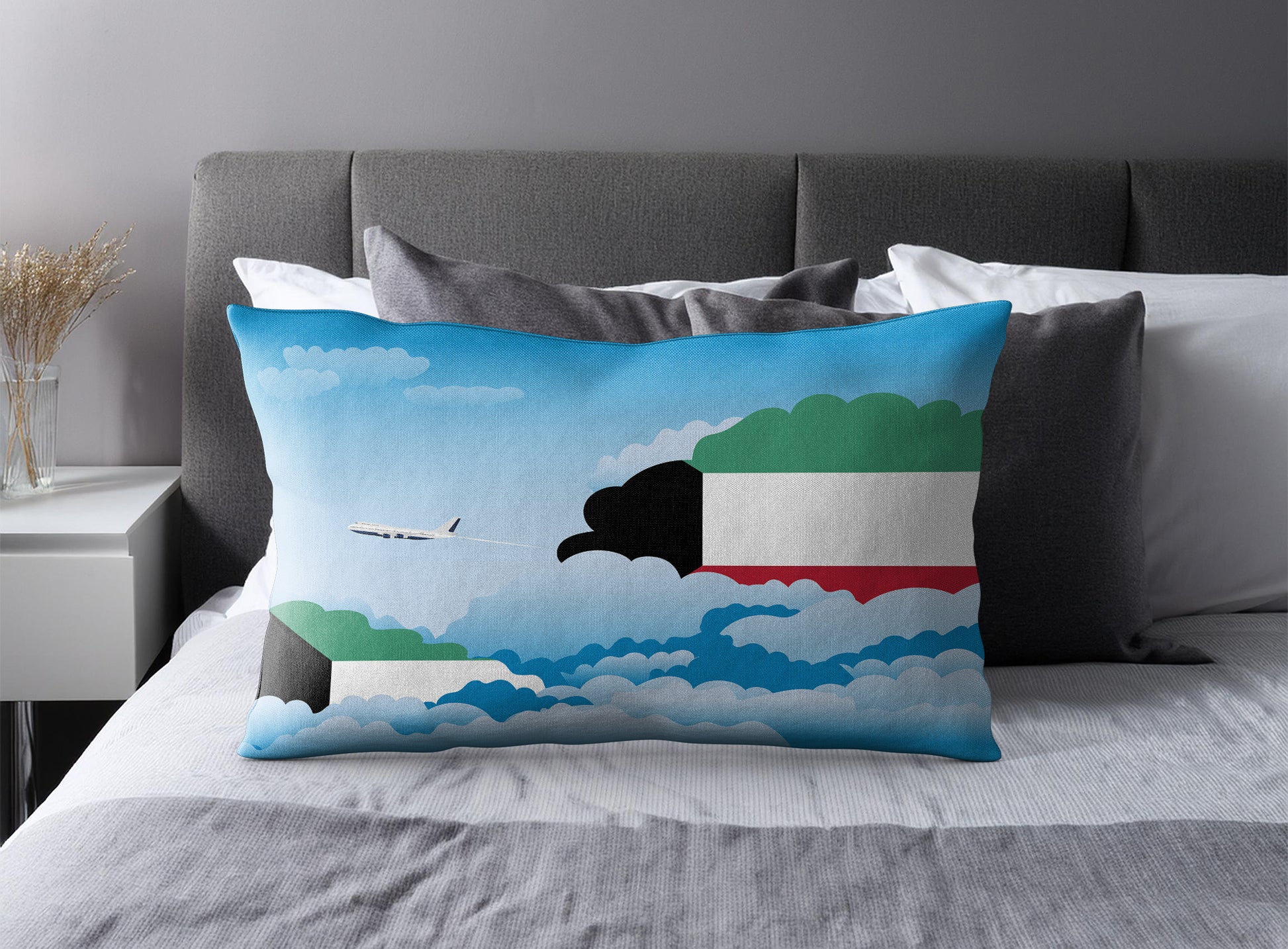 Kuwait Day Clouds Pillow Case and Pillow Throw