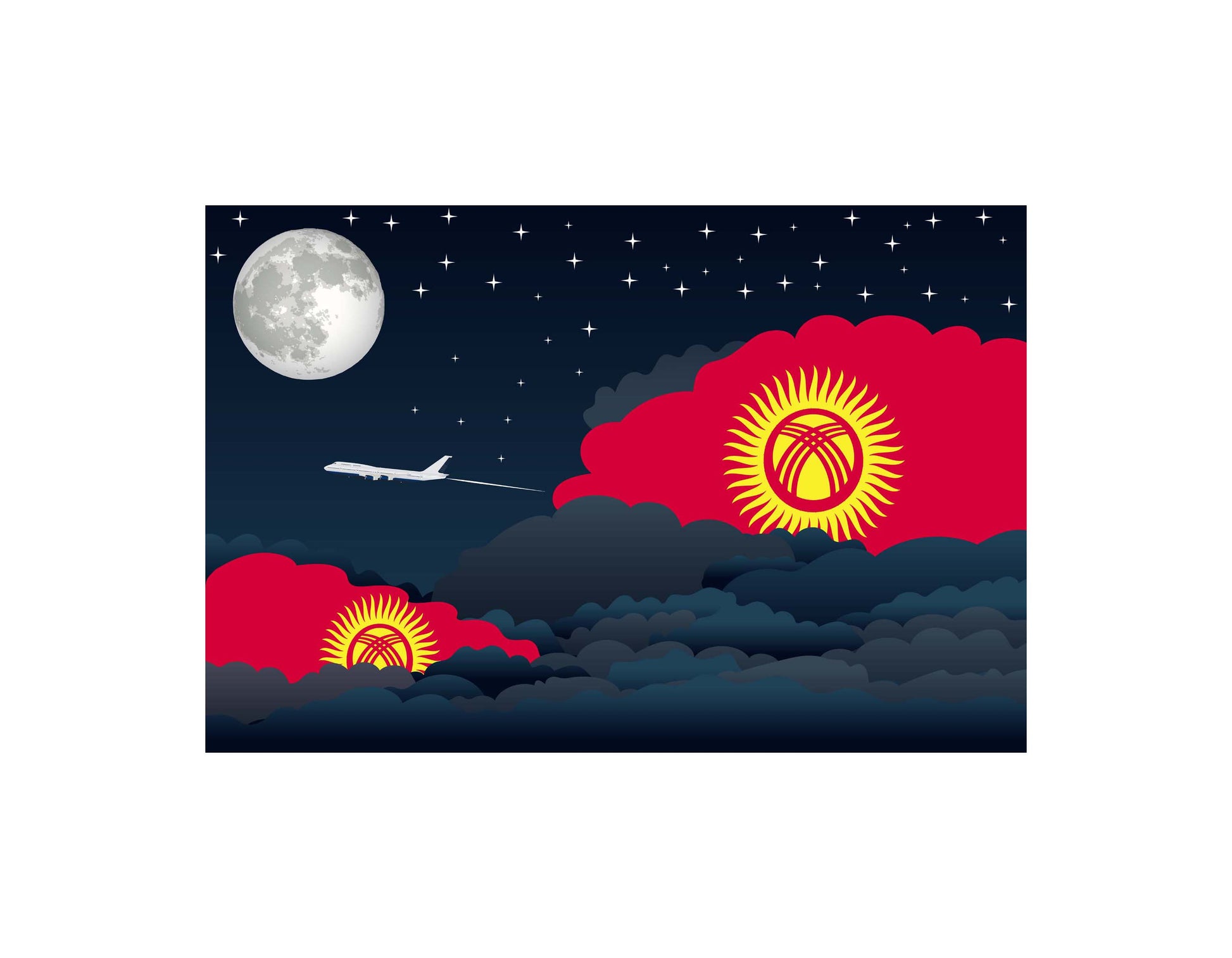 Kyrgyzstan Night Clouds Canvas Print Framed
