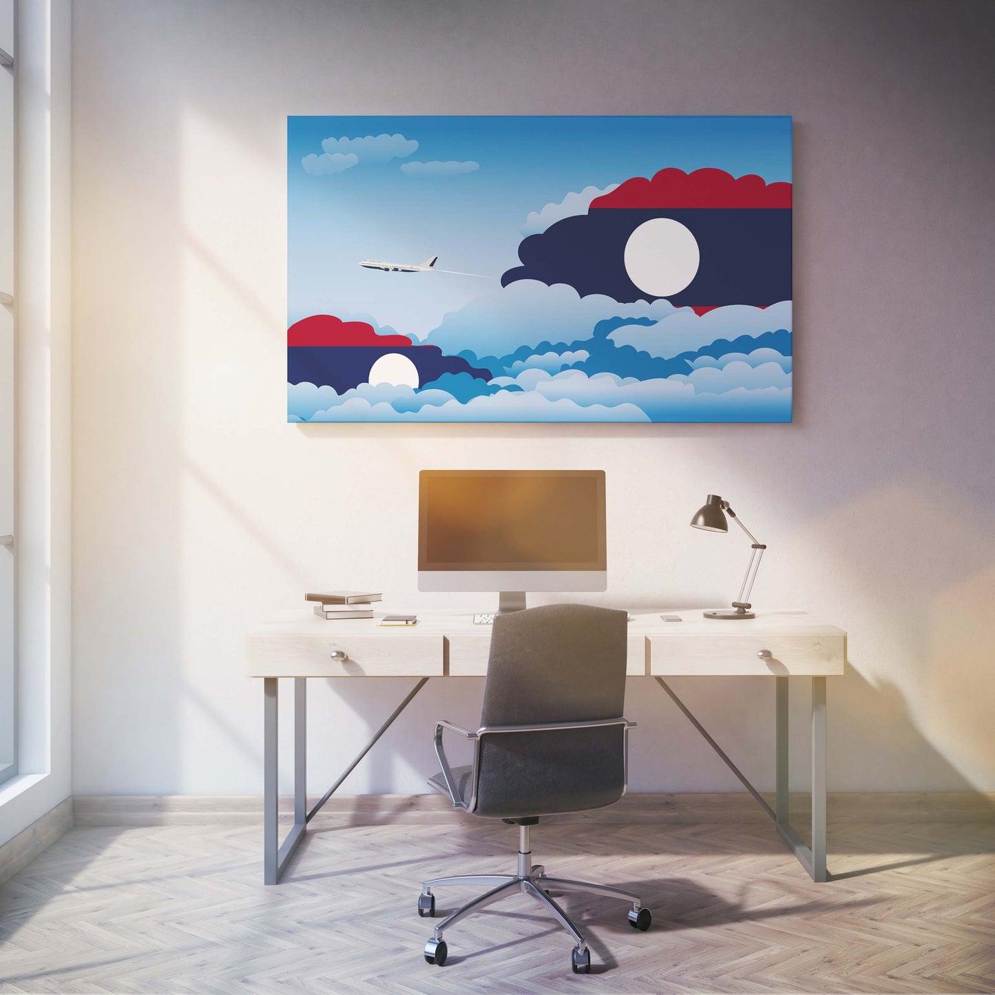 Laos Day Clouds Canvas Print Framed