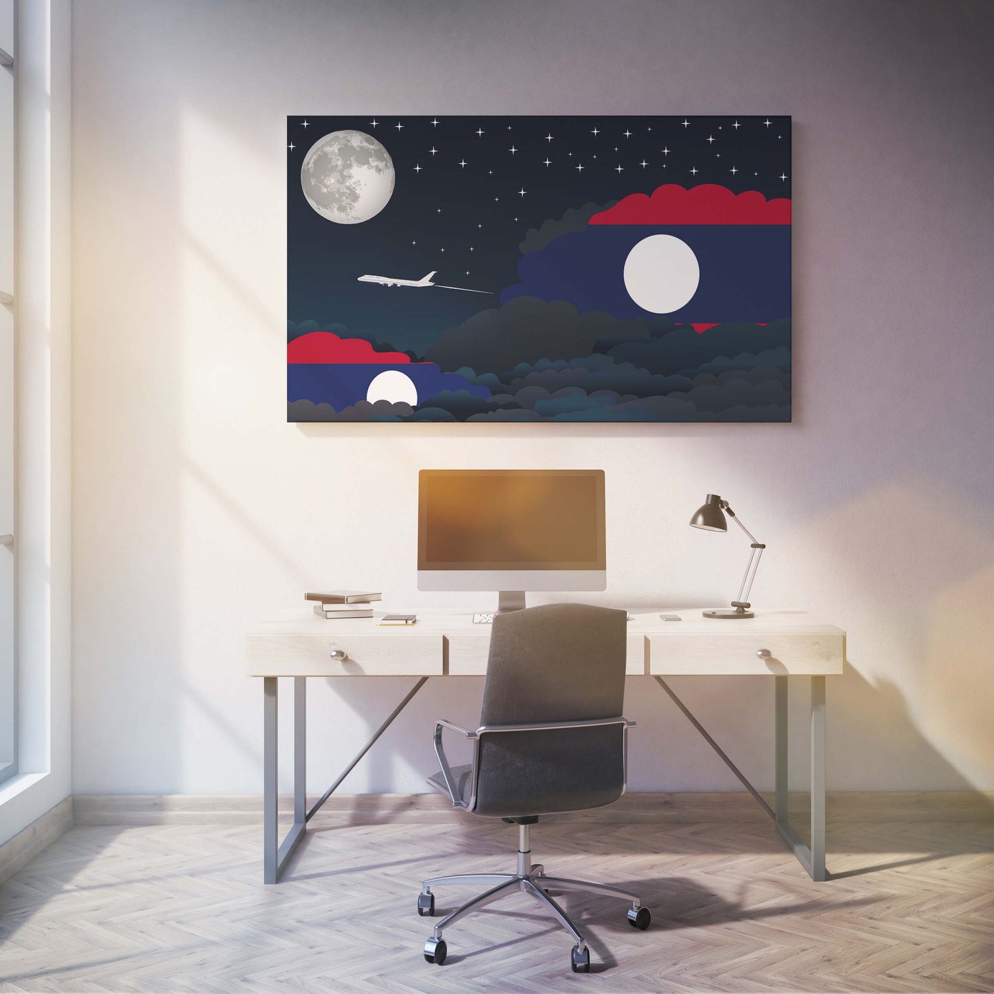 Laos Night Clouds Canvas Print Framed