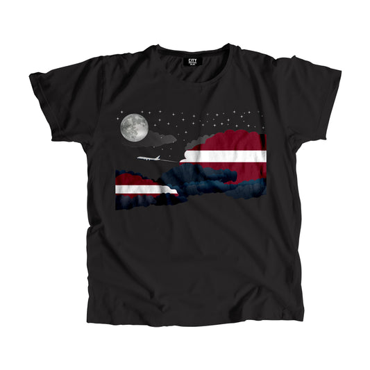 Latvia Night Clouds Airplane Airport Flight Men Unisex T-Shirt Night Clouds Airplane Airport Flight T-Shirt