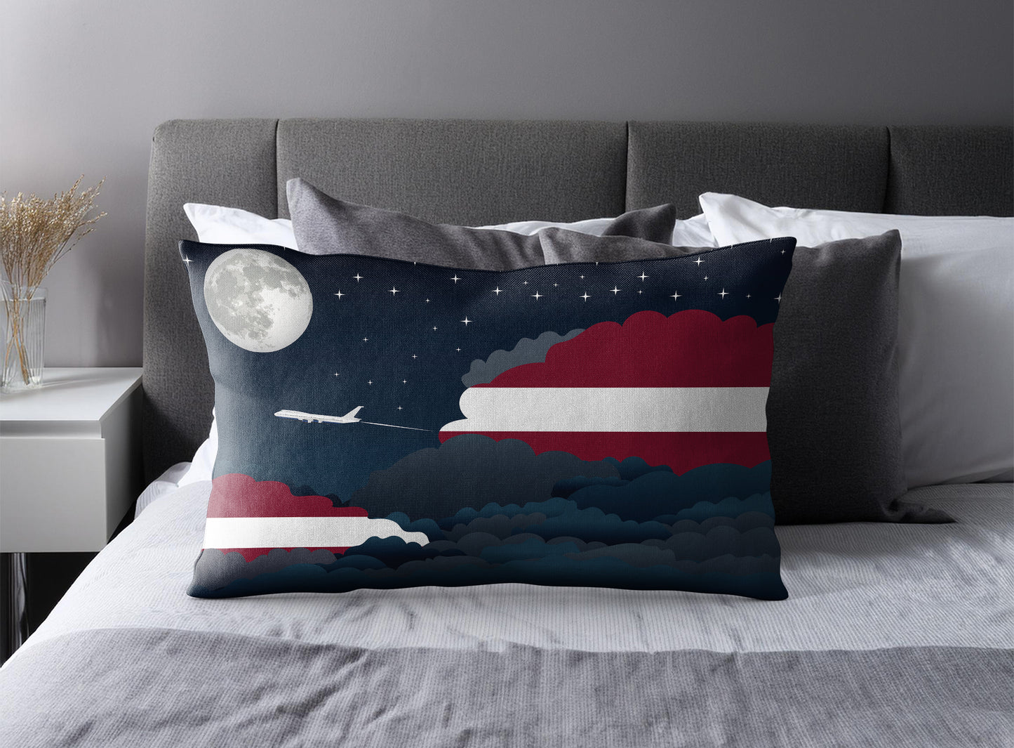 Latvia Night Clouds Pillow Case and Pillow Throw