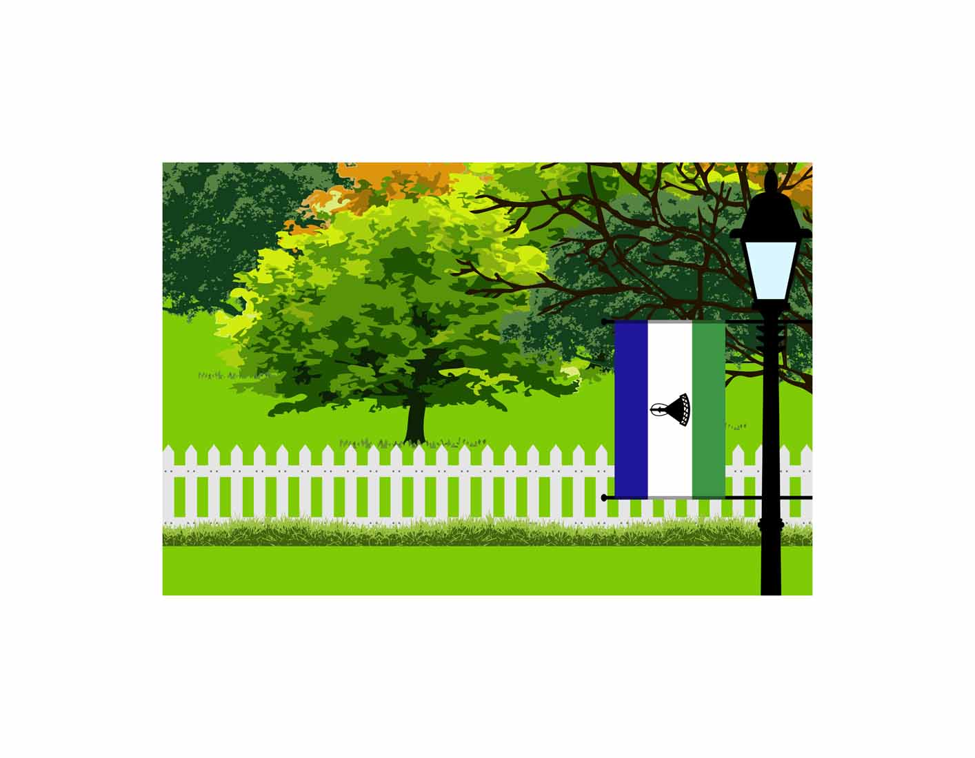 Lesotho Trees Street Lamp Canvas Print Framed