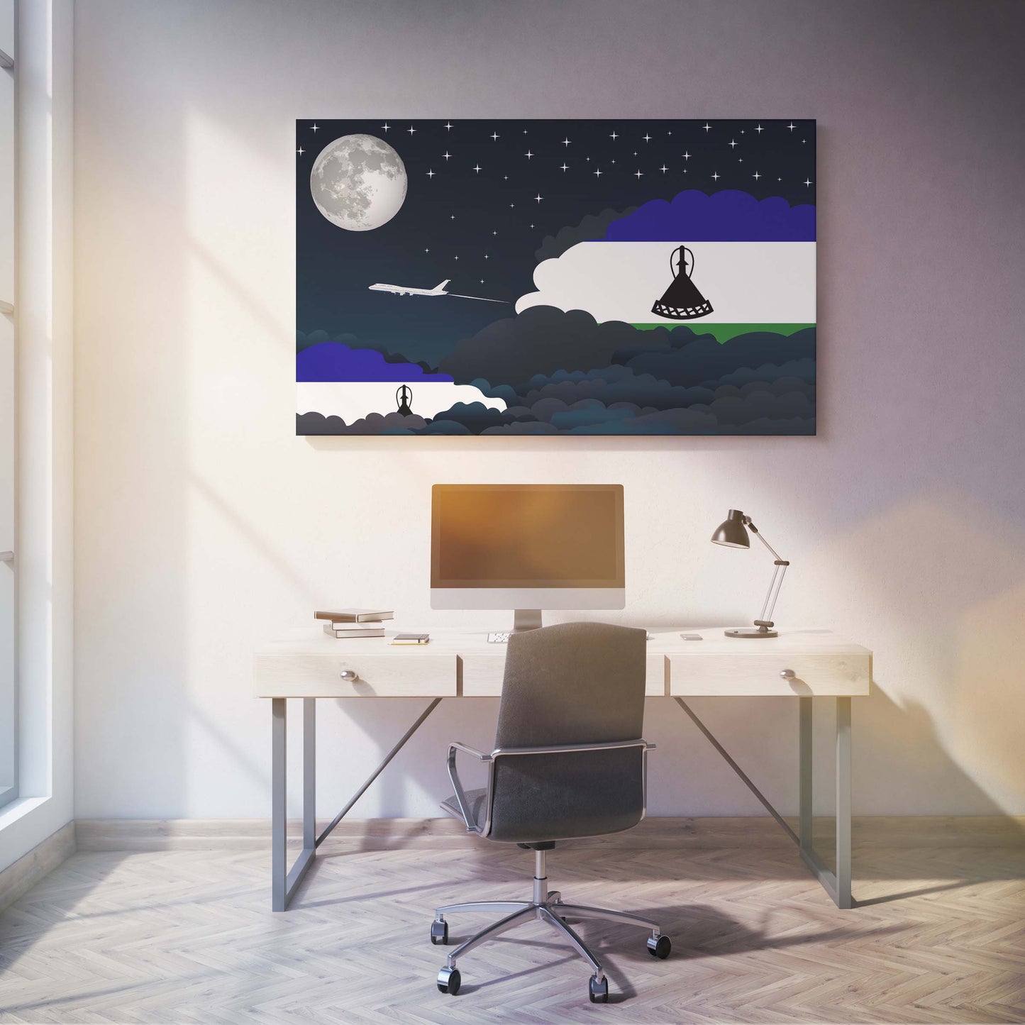 Lesotho Night Clouds Canvas Print Framed
