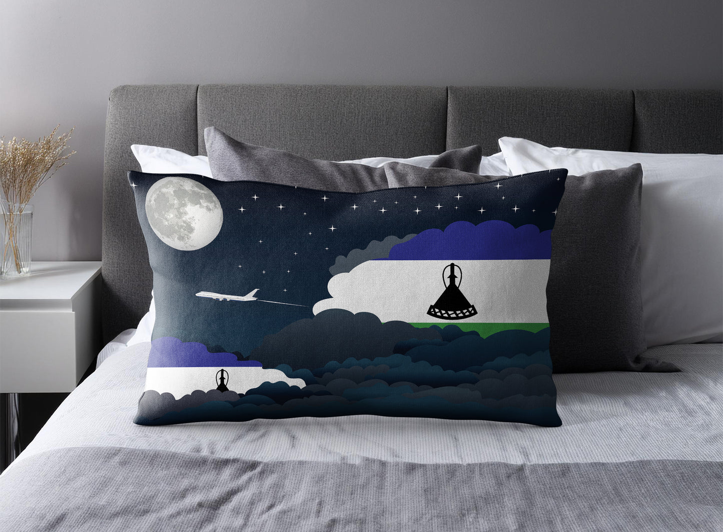Lesotho Night Clouds Pillow Case and Pillow Throw