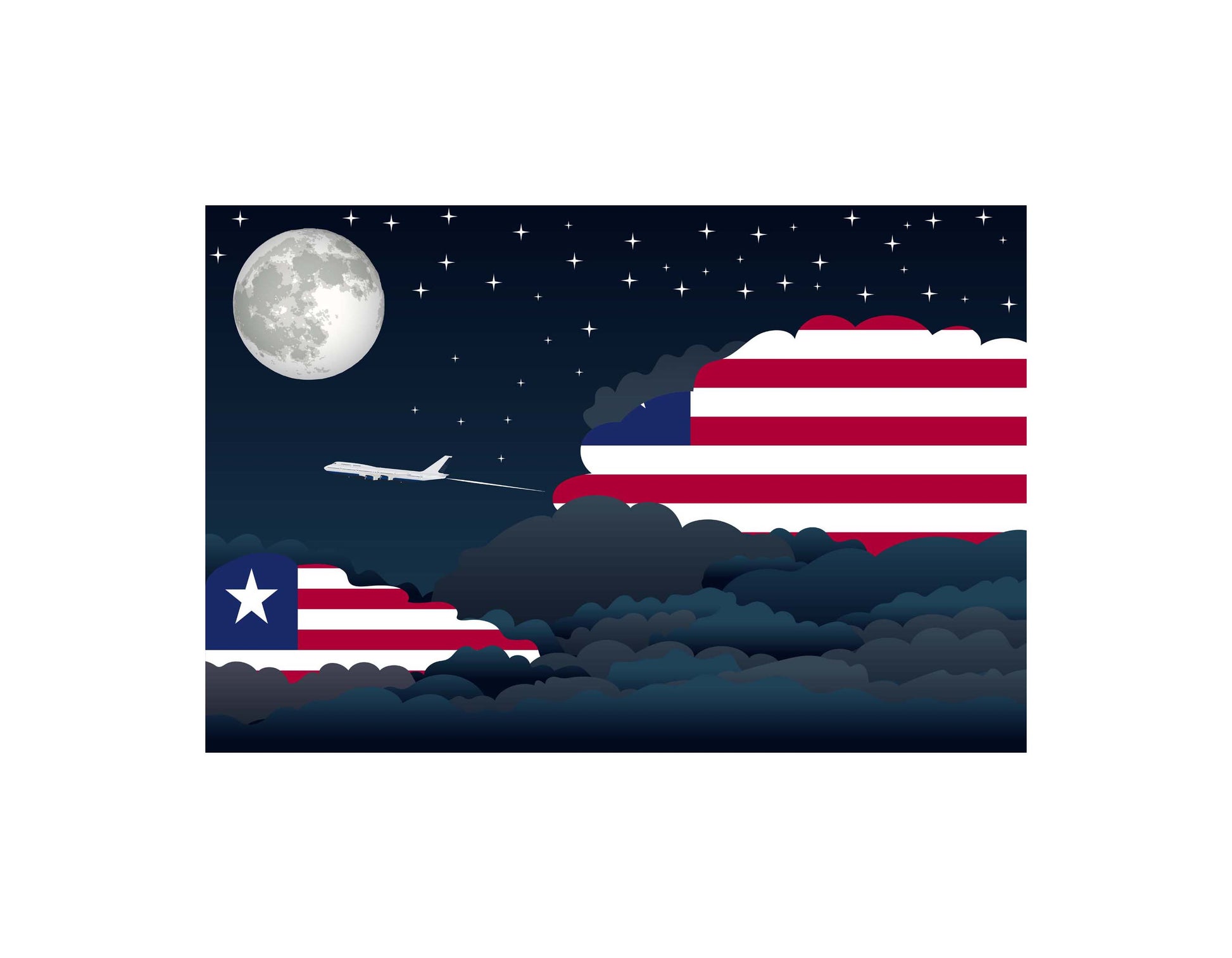 Liberia Night Clouds Canvas Print Framed