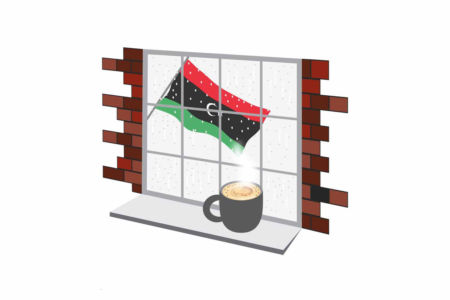 Libya Coffee Rain Window Fridge Magnet